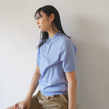 画像をギャラリービューアに読み込む, 【サックスブルー】18Gニットポロシャツ 島根コットン100% / Knitted Polo oku-Idzumo Cotton (unisex)