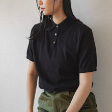 画像をギャラリービューアに読み込む, 【チャコール】18Gニットポロシャツ　島根コットン100% / Knitted Polo oku-Idzumo Cotton (unisex)
